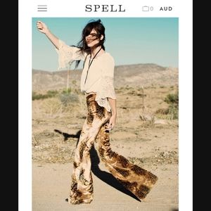 Spell Tan and Brown Flare Pants